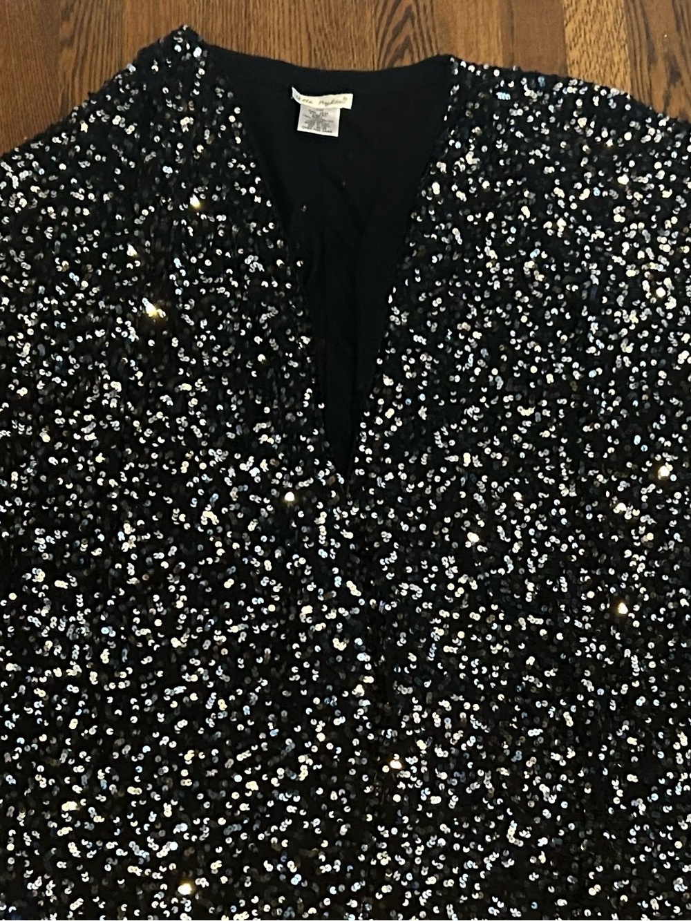Vintage Black Sequin dress jacket sequins missing on arm 298